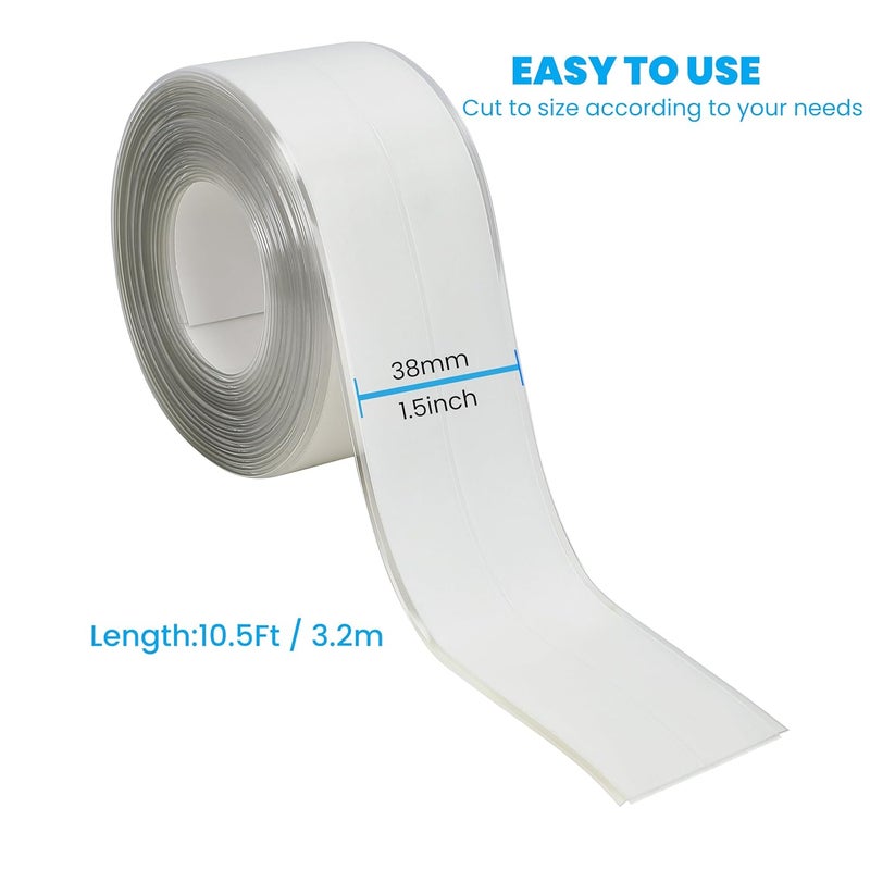 SICCOMA Clear Caulk Tape 2 Rolls Self Adhesive Waterproof Transparent Kitchen Sink Caulking Sealant Tape, Bathroom Caulk Strip for Sink, Toilet, Bath Tub, Countertop, Shower, Backsplash (Clear,1.5" x10.5Ft) - Image 4